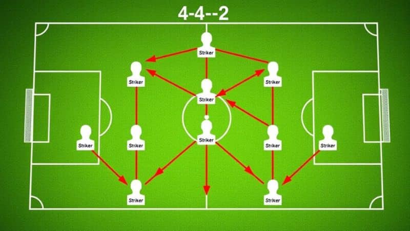 Cấu trúc đội hình bóng đá 4-4-2 là một sơ đồ chiến thuật phổ biến